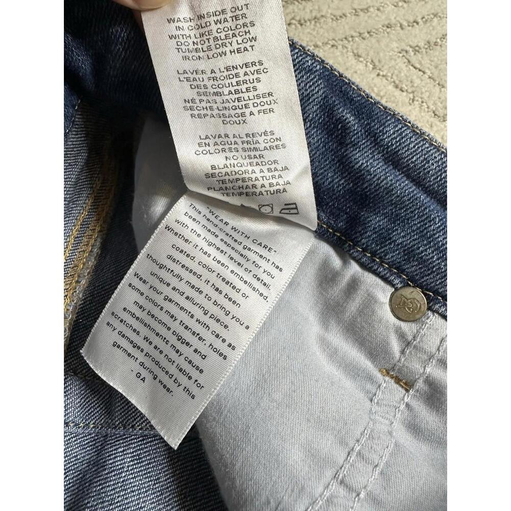 Good American Good Curve Jeans Womens 6/28 Blue Denim Straight Leg Raw Hem - Picture 7 of 7